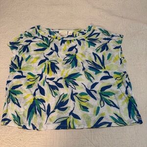 Cynthia Rowley Blue and Green Linen Boxy Top